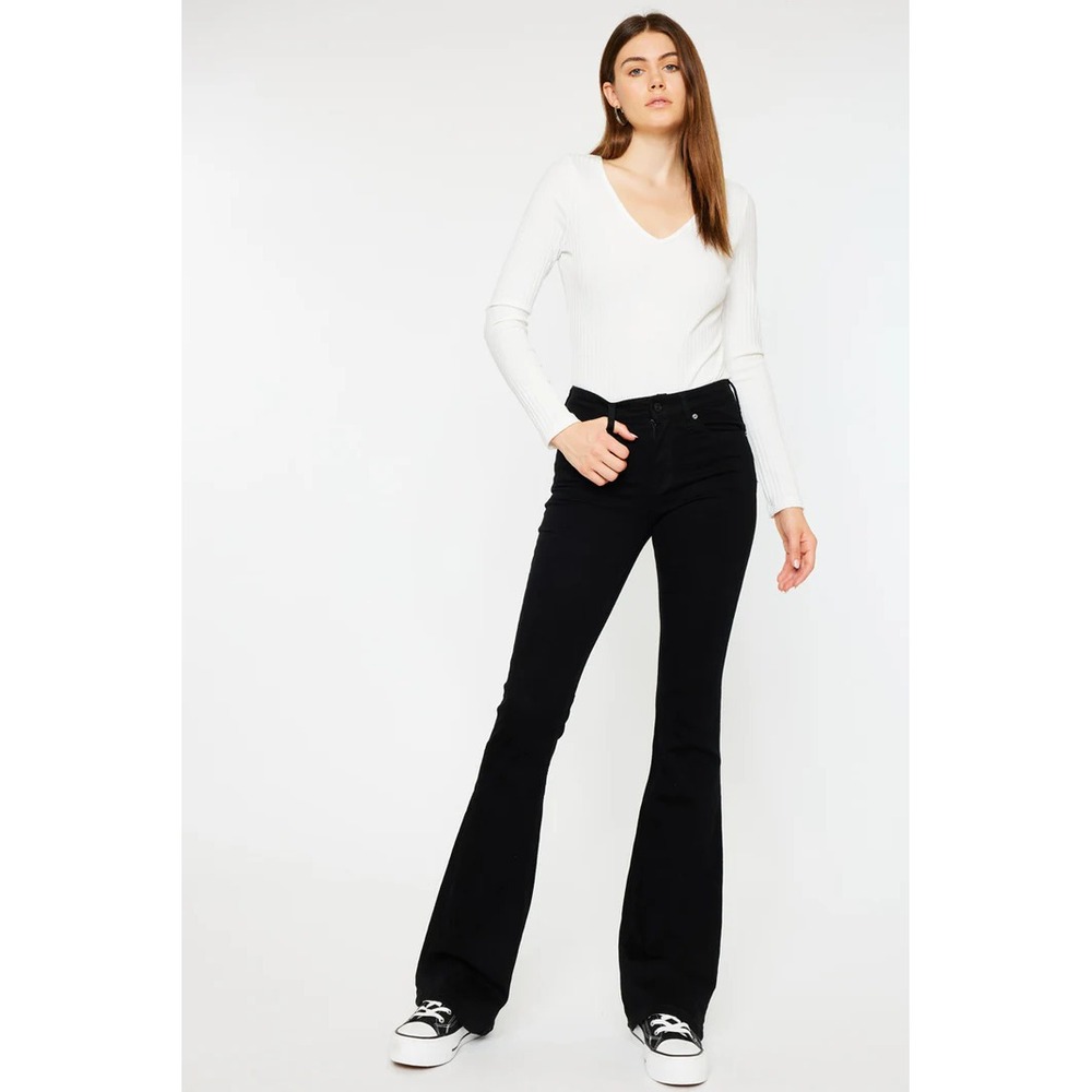 KanCan Womens Jeans 25 / 3 Ilene Mid Rise Flare Stretch Black Denim KC6102BK